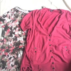 Top and short sleeve cardigan